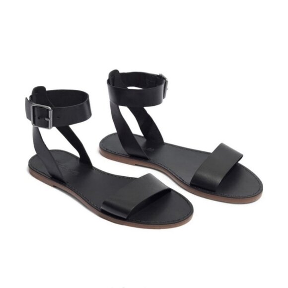 Madewell Black Leather Boardwalk Ankle Strap Gladiator Sandals 7.5 - Picture 2 of 11